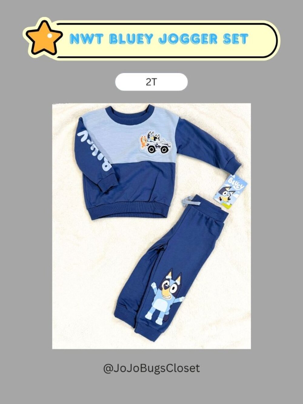 Bluey 2T Jogger Set NWT Matching Outfit Toddler Boy Girl